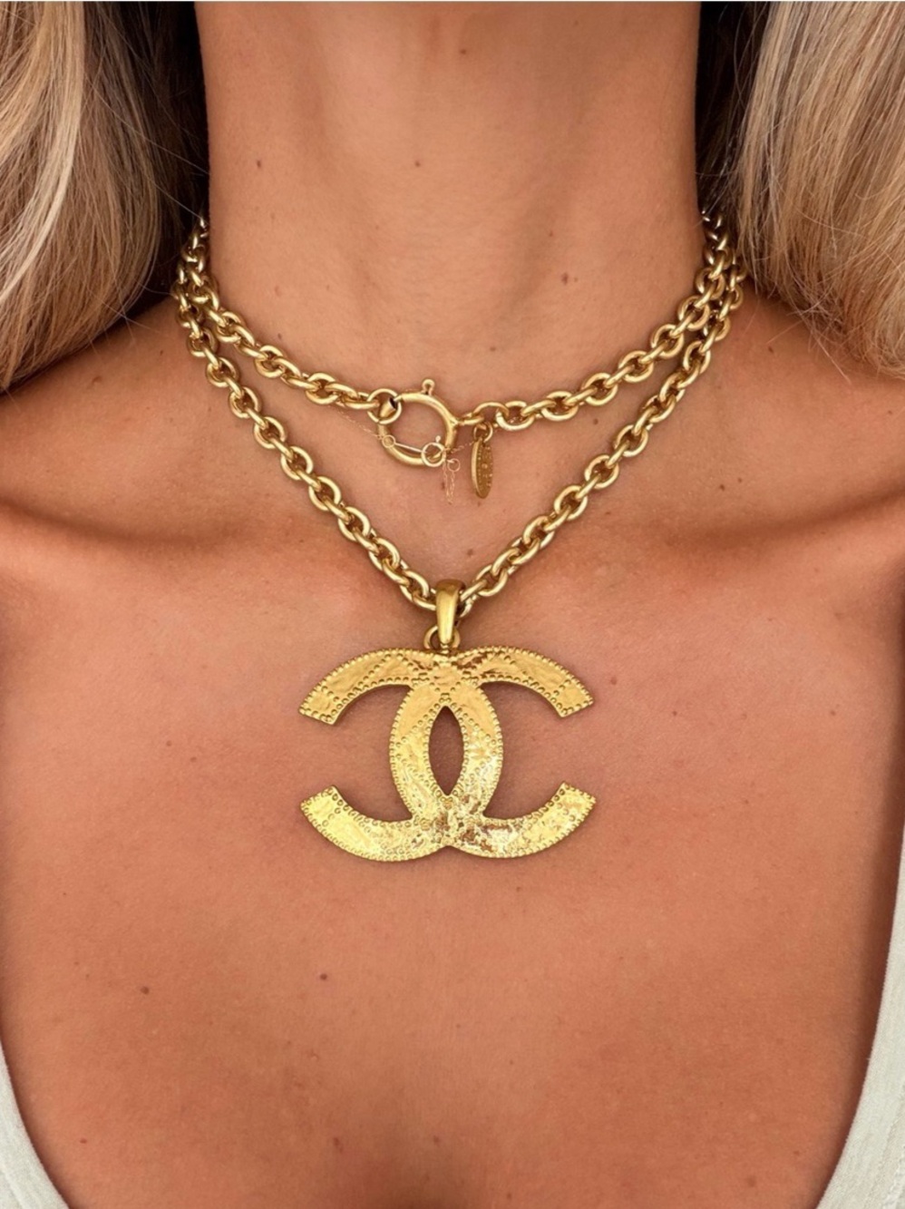 Chanel CC Medallion Chain Necklace Gold